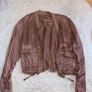 Rusty Pink Free People Vintage Bomber Jacket